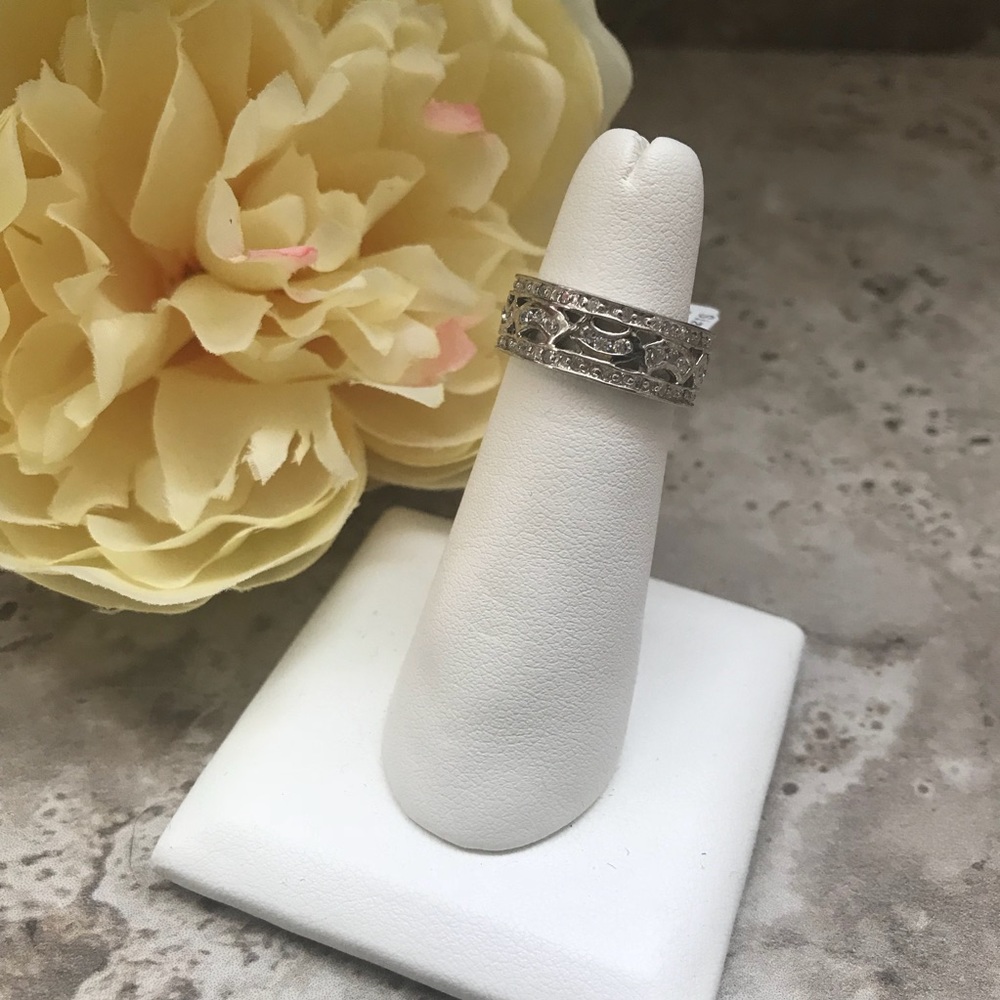 CZ Sterling Silver Fancy Band Size 5